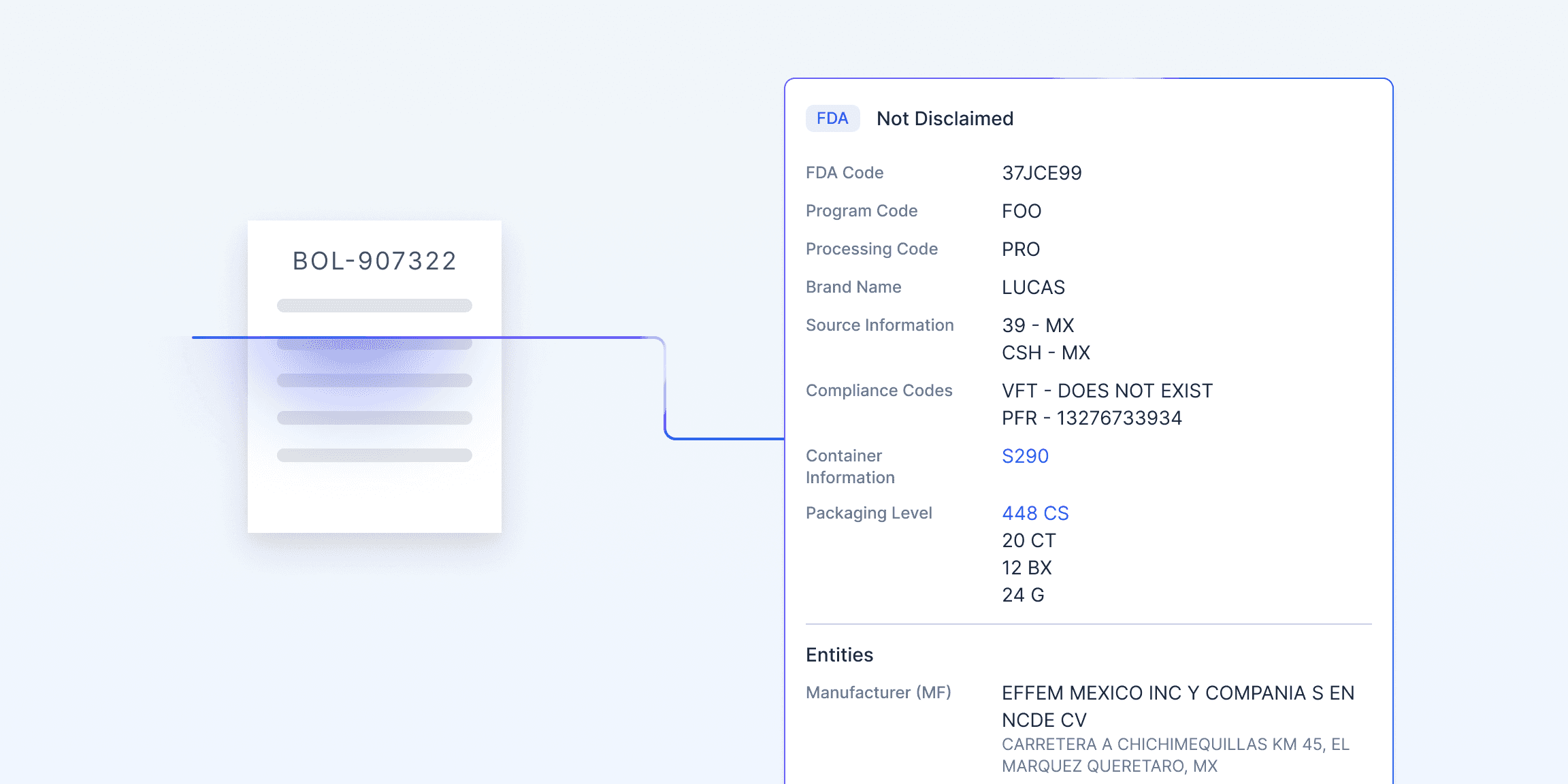 AI agents reading invoices and packing lists to pull packaging info, quantities, and weights.