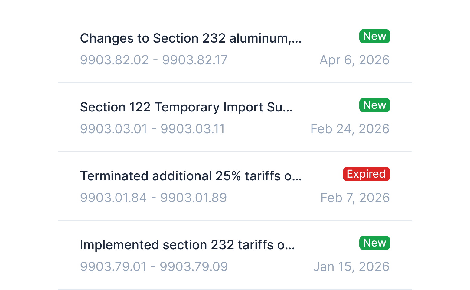 Section 232 Tariff Changes