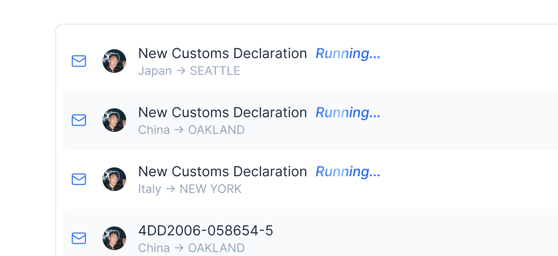 Email streaming — documents from inbox to declaration.