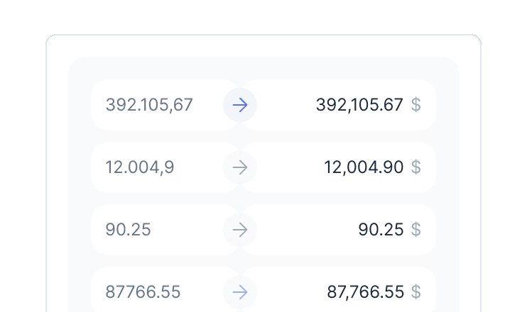 Format intelligence — decimals, currency, and dates normalized for your ABI.